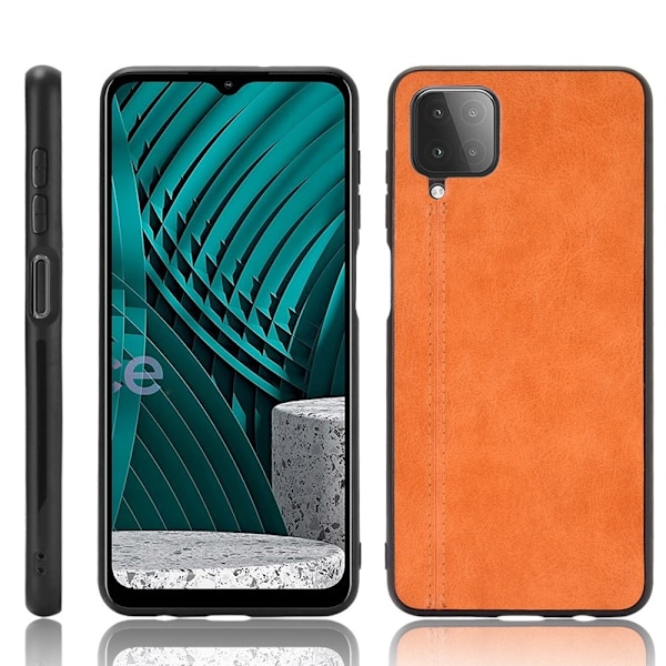 Samsung Galaxy A12 - Läderbelagt Hybrid Skal - Orange Orange Orange