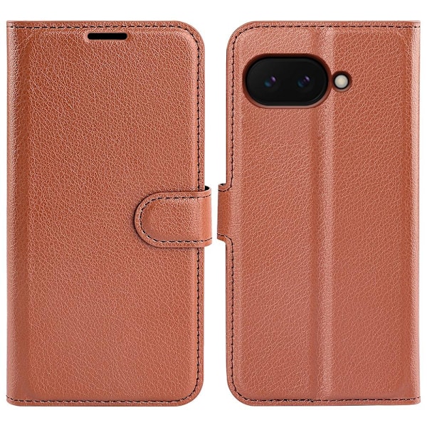 Google Pixel 9a Fodral Litchi Läder Brun