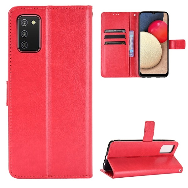 Samsung Galaxy A02s - Crazy Horse Läder Fodral - Röd Red Röd