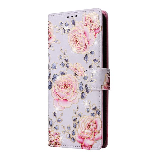Samsung Galaxy S26 Plus Fodral RFID Läder Rosa Blommor