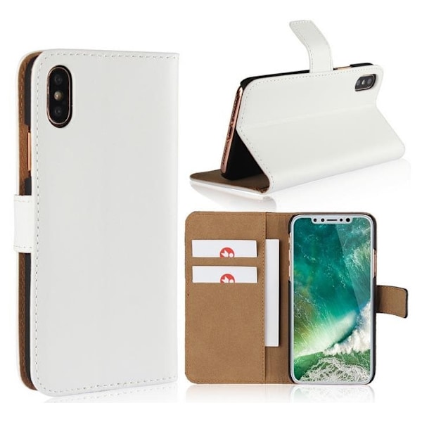 iPhone X/Xs - Fodral I Äkta Läder  - Vit White Vit