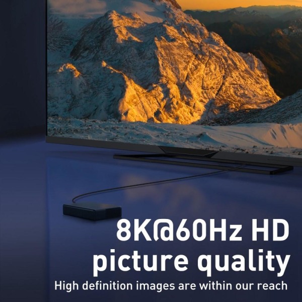 Baseus 50cm 8K HD 60Hz HDMI - HDMI Nylon Kabel Svart