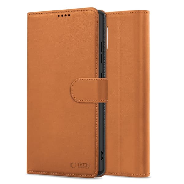 Tech-Protect iPhone 17e / 16e Fodral Läder Saddle Brown
