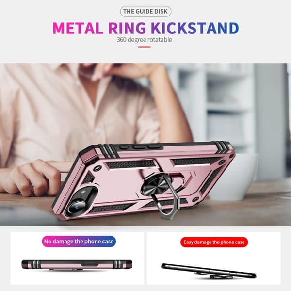 iPhone 17e / 16e Skal Shockproof Hybrid Ring Roséguld