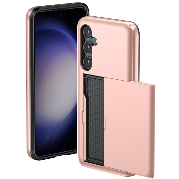 Samsung Galaxy A55 5G Skal Hybrid Med Kortfack Roséguld