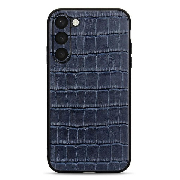 Samsung Galaxy S23 Plus Skal Äkta Läder Krokodil Textur Blå