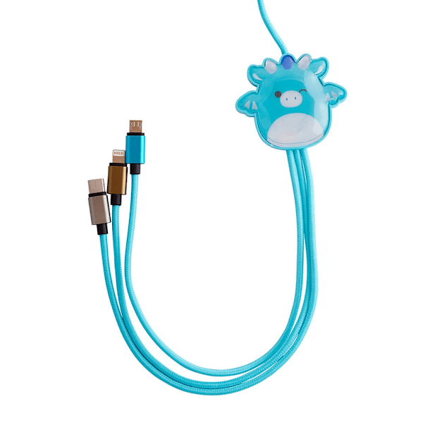 Squishmallows Laddningskabel 1,2m  3in1 USB-C/Micro/Lightning Tatiana