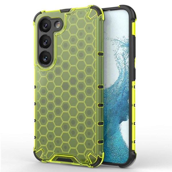 Samsung Galaxy S23 Skal Shockproof Honeycomb Textur Grön