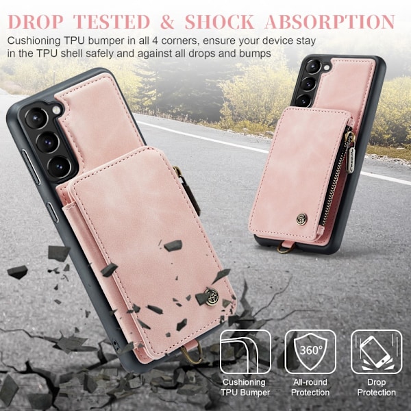 CASEME Galaxy S23 Plus Skal Med Magnetisk Plånbok Ljus Rosa