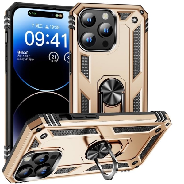 iPhone 15 Pro Max Skal Shockproof Armor Ring Guld