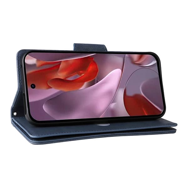 Google Pixel 10a Fodral Med Kortfack Läder Blå
