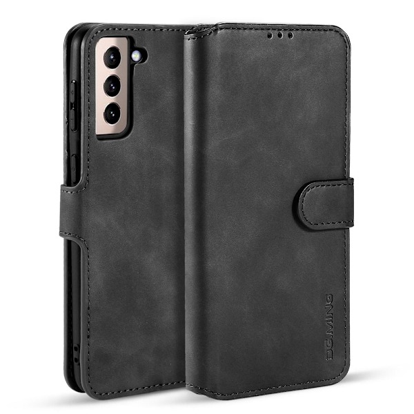 Samsung Galaxy S21 - DG.MING Retro Läder Fodral - Svart Black Svart