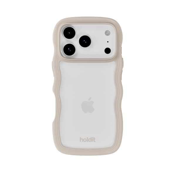 holdit iPhone 17 Pro Mobilskal Wavy Light Beige/Transparent