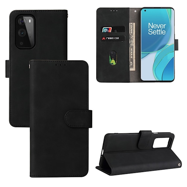 OnePlus 9 - Silkeslent Läder Fodral - Svart Black Svart