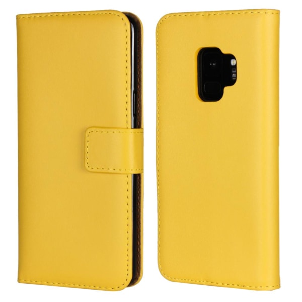 Samsung  Galaxy S9 - Plånboksfodral I Äkta Läder - Gul Yellow Gul