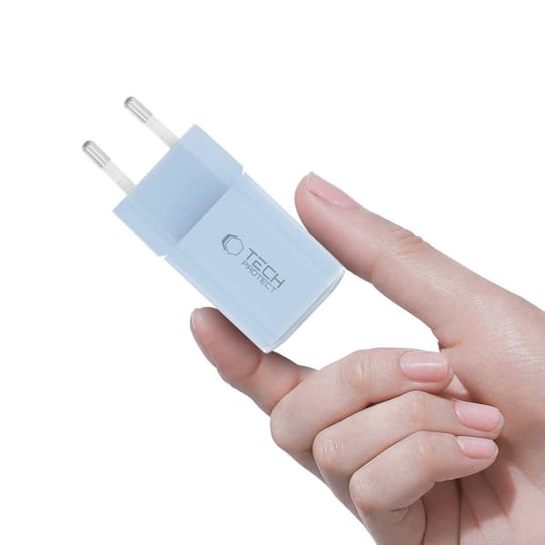 Tech-Protect 33W Väggladdare PD QC USB-C / USB-A Baby Blue