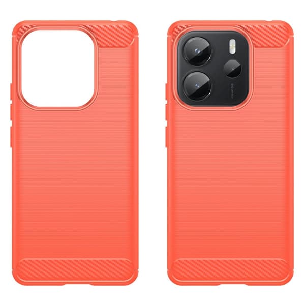 Xiaomi Redmi Note 14 4G Skal Borstad Stål Textur Röd