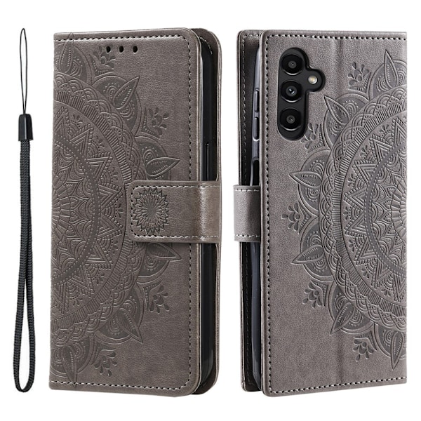 Samsung Galaxy A35 5G Fodral Mandala Läder Grå