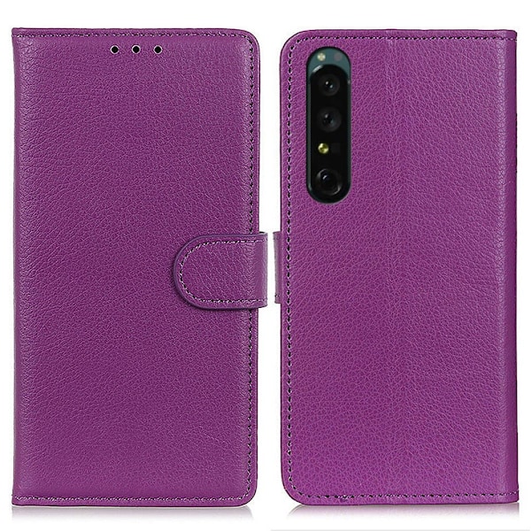 Sony Xperia 1 V Fodral Litchi Läder Lila