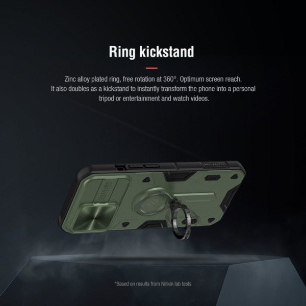 iPhone 13 Pro - NILLKIN CamShield Armor Hybrid Ring Skal - Grön