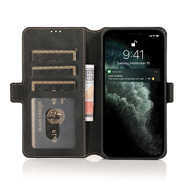 iPhone 14 Pro Fodral Retro Läder Svart