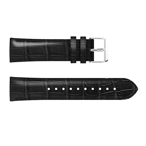 Äkta Läder Armband Krokodil Textur (20mm) - Svart Black Svart