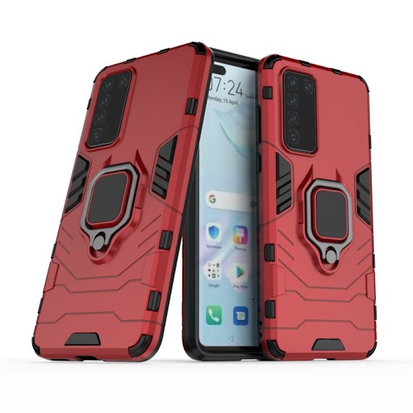 Huawei P40 - Hybrid Ring Skal - Röd Red Röd