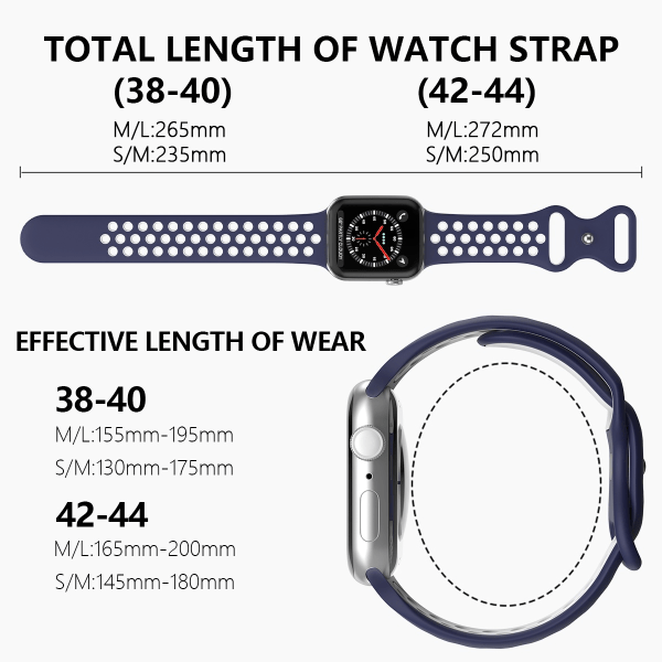 Sportarmband Dual-Color Apple Watch 41/40/38 mm (S/M) Blå/Vit