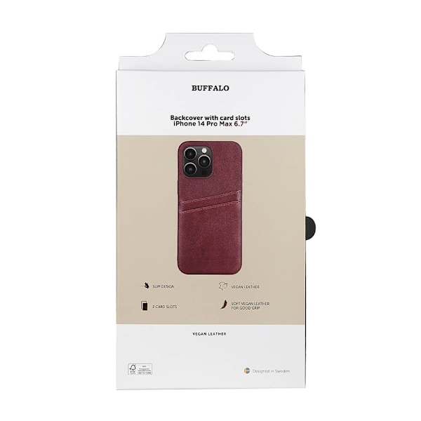 Buffalo iPhone 14 Pro Max Skal Läder Med 2 Kortfack Brun