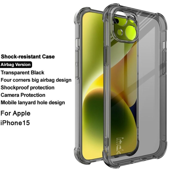 IMAK iPhone 15 Skal Shockproof TPU Tonad Svart