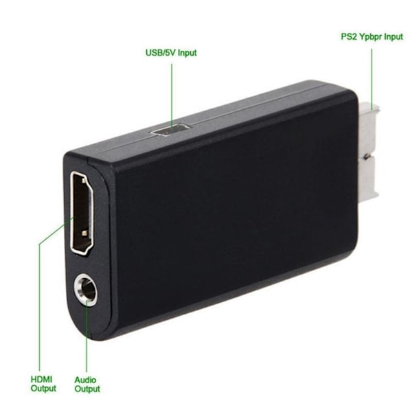 PS2 till HDMI Med AUX Adapter Svart