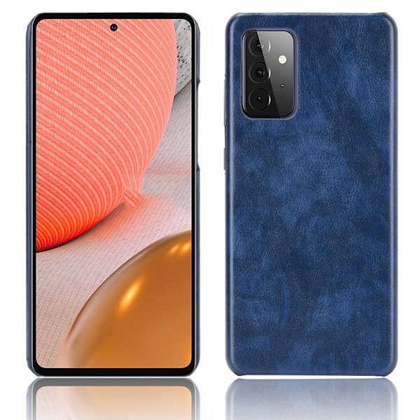 Samsung Galaxy A72 - Litchi Läderbelagt Skal - Blå Blue Blå