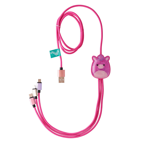 Squishmallows Laddningskabel 1,2m  3in1 USB-C/Micro/Lightning Lola