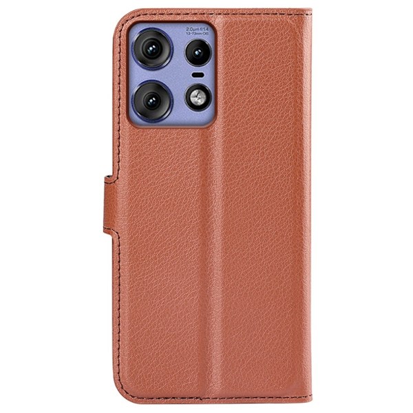 Motorola Edge 50 Pro 5G Litchi Läder Fodral Brun