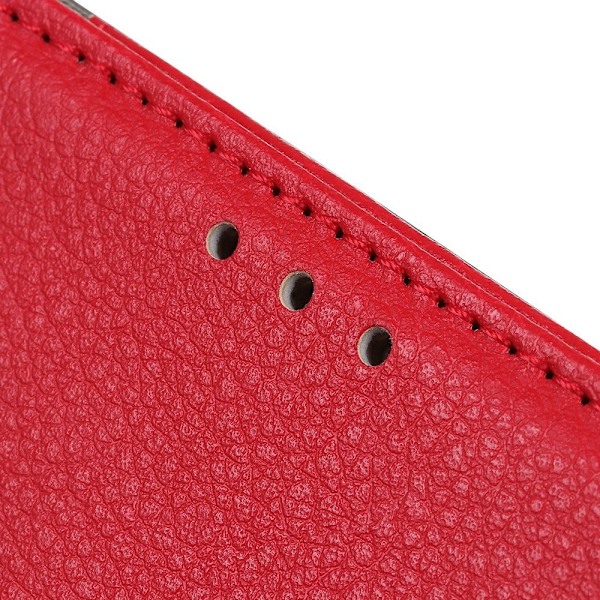 OnePlus 8T / 8T+ - Litchi Läder Fodral - Röd Red Röd