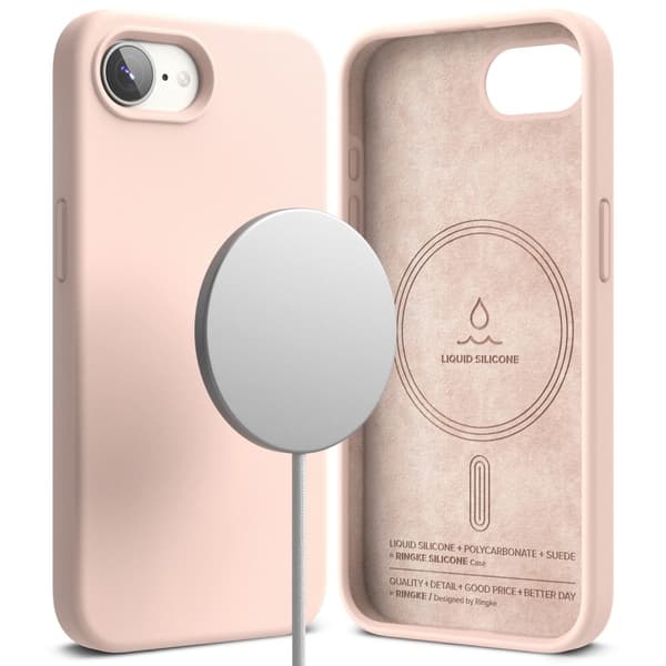 Ringke iPhone 17e / 16e Skal MagSafe Silikon Pink Sand