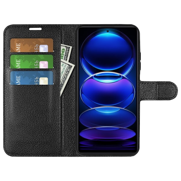 Xiaomi Redmi Note 12 Pro 5G Fodral Litchi Läder Svart