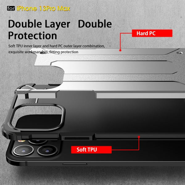 iPhone 13 Pro Max - Shockproof Armor Hybrid Skal - Blå