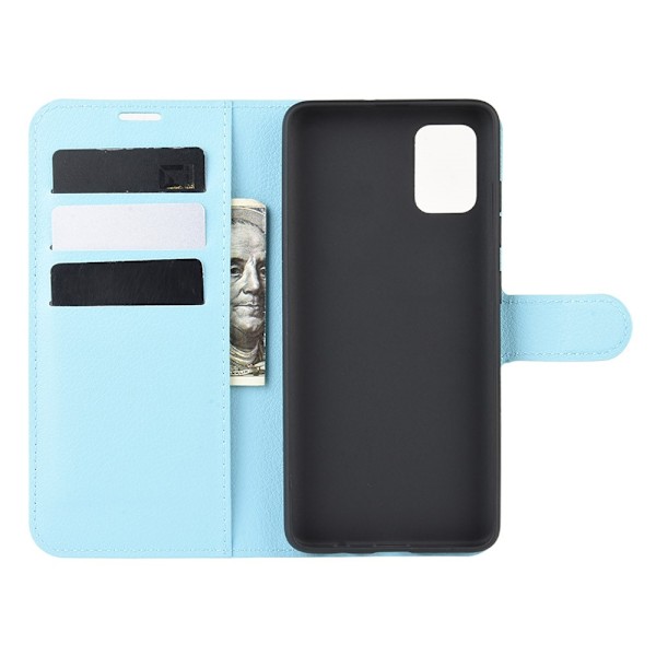 Samsung Galaxy A71 - Litchi Plånboksfodral - Ljus Blå LightBlue Ljus Blå