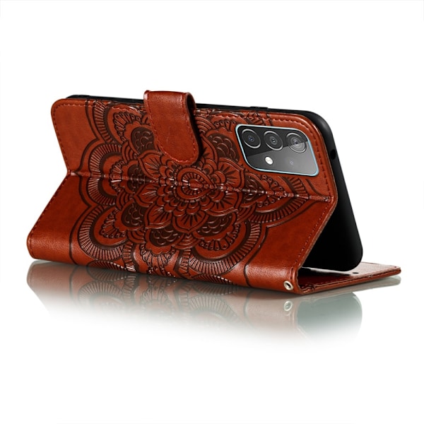 Samsung Galaxy A52 / A52s - Mandala Läder Fodral - Brun Brown Brun