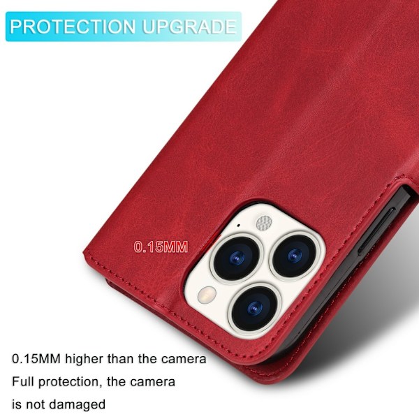 iPhone 13 Pro Max Fodral Läder Röd Röd