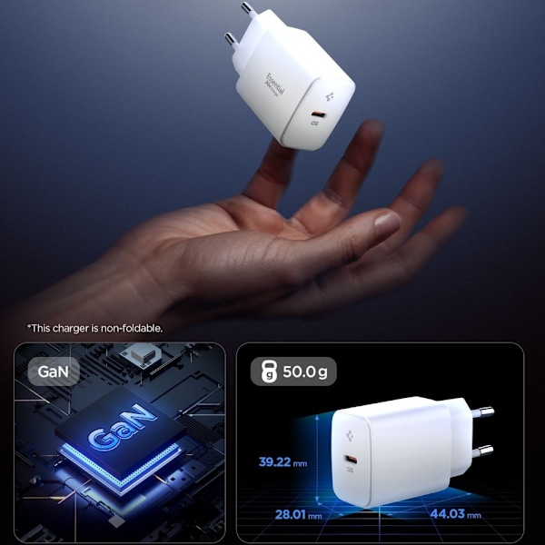Spigen 20W USB-C Väggladdare Essential Vit