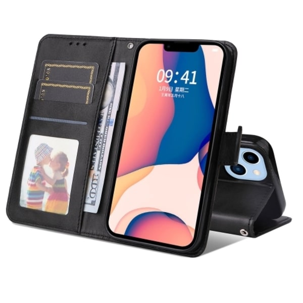 iPhone 14 Pro Fodral Flip Läder Svart
