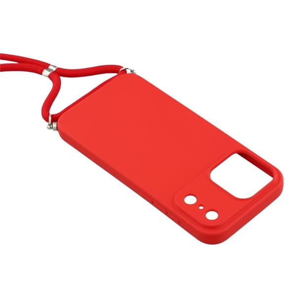 iPhone 17 Pro Skal Med Mobilsnöre TPU Röd