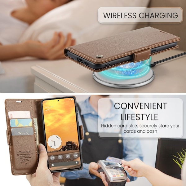 CASEME Google Pixel 9a Fodral RFID Läder Brun