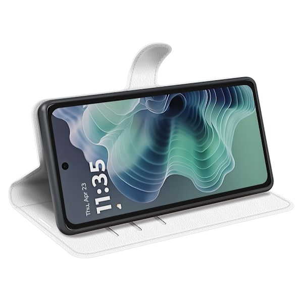 Motorola Moto G35 5G Fodral Litchi Läder Vit