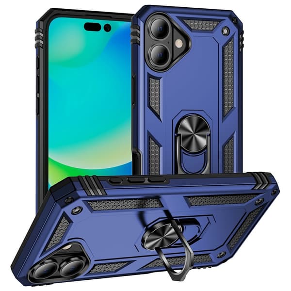 iPhone 17 Skal Shockproof Hybrid Ring Blå