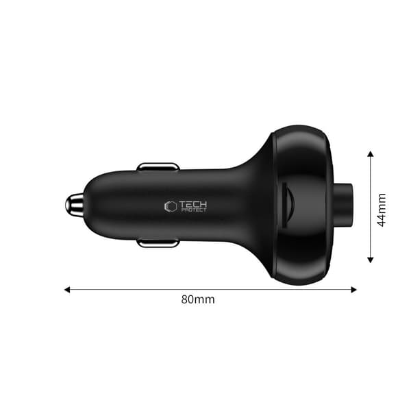 Tech-Protect 72W PD USB-C / USB-A Billaddare Med Bluetooth FM Sändare