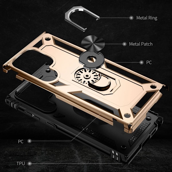 Samsung Galaxy S23 Ultra Skal Ring Armor Hybrid Guld