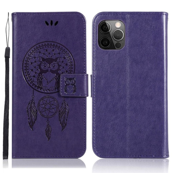 iPhone 13 Pro Max - Owl Dream Catcher Läder Fodral - Lila